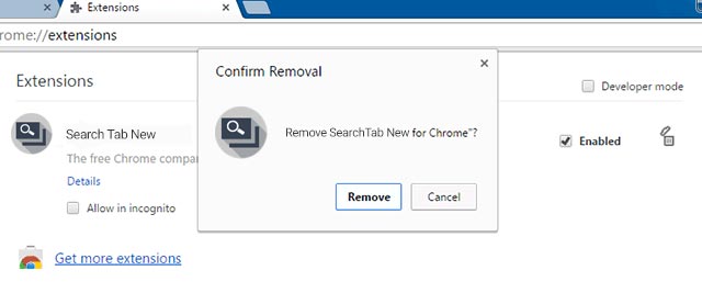 Click Trash Can Icon to Uninstall Extension