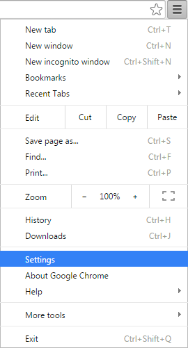 Open Settings on Chrome Browser